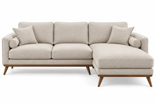 Divano angolare, penisola laterale e base rialzata, beige/marrone
